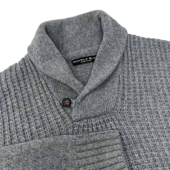 DANIELE BLASI Mens Gray Wool Blend Shawl Collar‎ Italy Made Sweater L - Picture 1 of 9